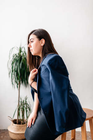 Studio photo of a beautiful adult girlの写真素材
