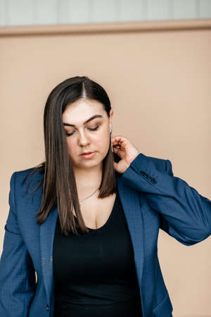 Studio photo of a beautiful adult girlの写真素材