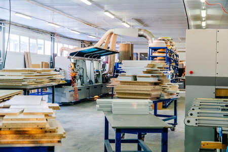 Production of furniture products at a furniture factoryの写真素材