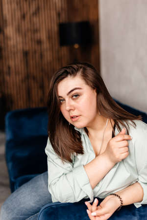 Studio photo of a beautiful adult girl