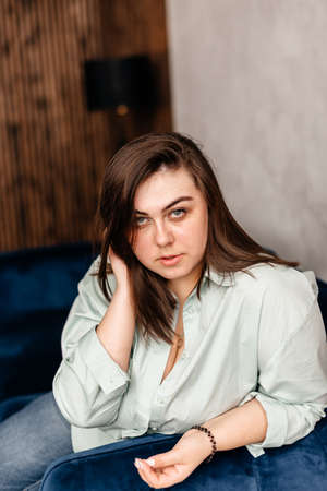 Studio photo of a beautiful adult girlの写真素材