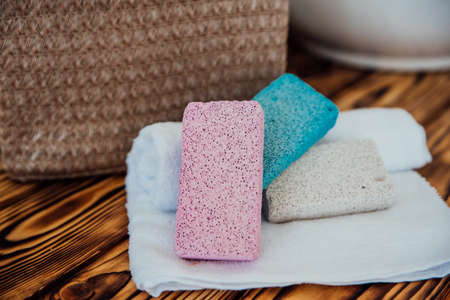 Pumice stone in the bathroomの写真素材