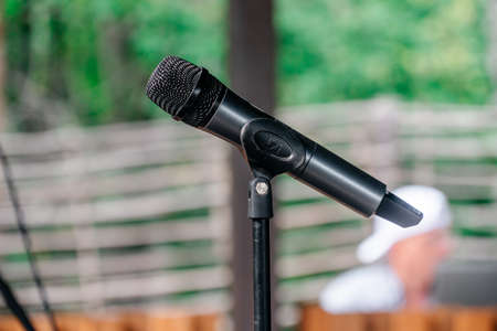 Microphone on the stand close-upの写真素材