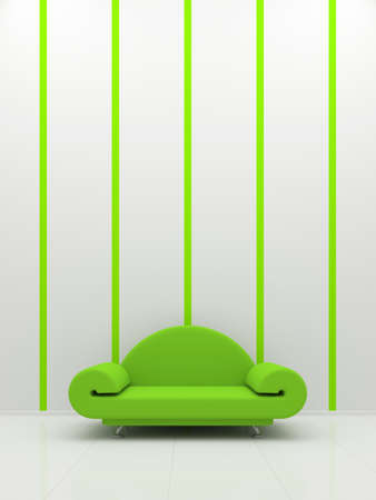 Green sofa on a white background