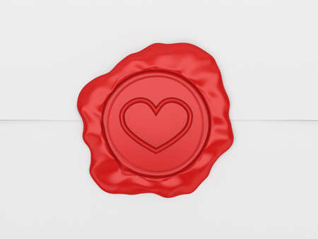 The letter sealed by a stamp with heart. Ideal for valentines card, wedding, or any love related theme.の写真素材