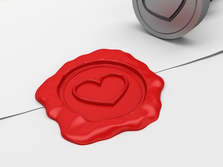 The letter sealed by a stamp with heart. Ideal for valentines card, wedding, or any love related theme.の写真素材