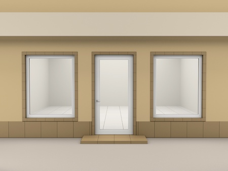 Facade of empty shop with a signboardの写真素材