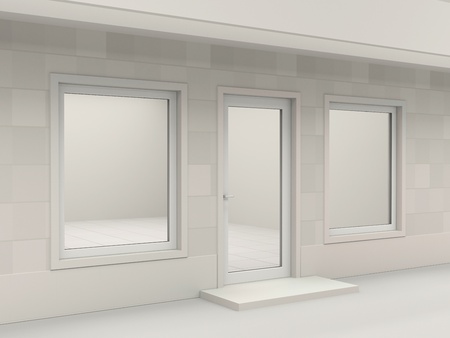 White facade of empty shopの写真素材