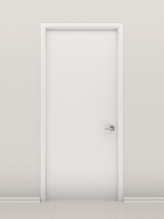 White wall and the closed doorの写真素材
