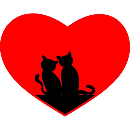 black cats heartのイラスト素材