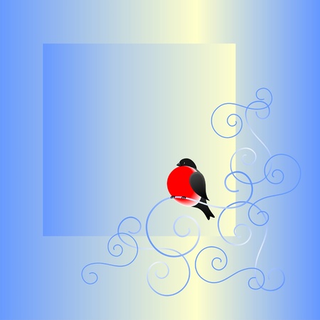 Bullfinch and a winter pattern  A frame  A vector illustration のイラスト素材