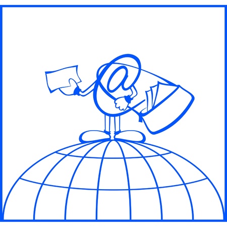 vector hand drawn characters line - colored cartoon - postmanのイラスト素材