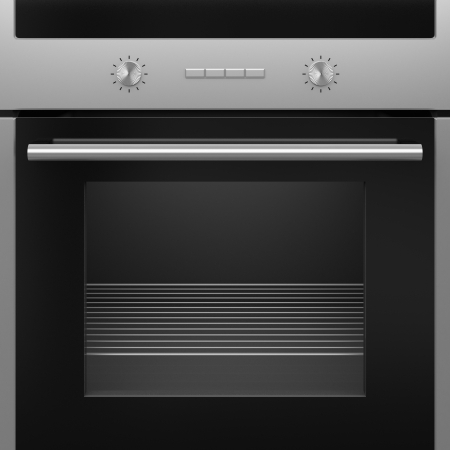 The modern electrical oven with a grid. Isolated.の写真素材