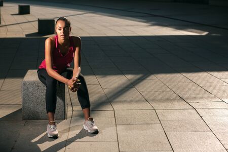 Thinking about the further sports competition stock photo