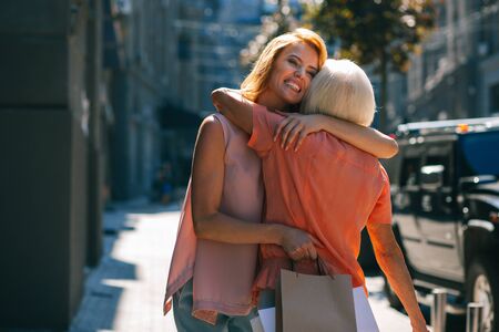 Feeling glad to meet you stock photo