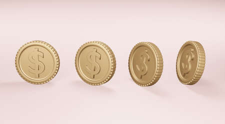 Modern 3d realistic gold coins illustration, Businees and financial concept.の写真素材