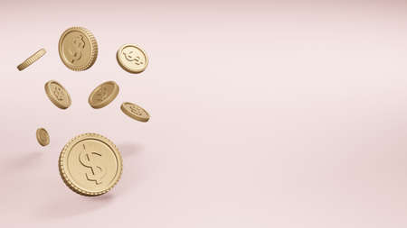Modern 3d realistic gold coins illustration, Businees and financial concept.の写真素材