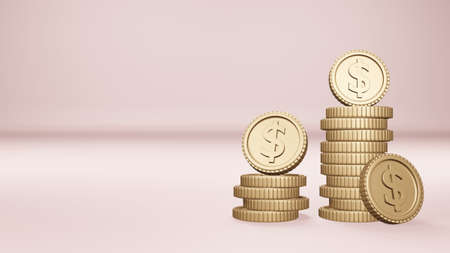 Modern 3d realistic gold coins illustration, Businees and financial concept.の写真素材