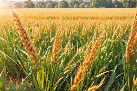 Wheat field. Ears of golden wheat close-up.の素材