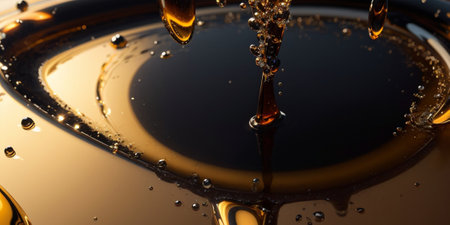 Oil drop on a black background. 3d rendering, 3d illustration.の素材