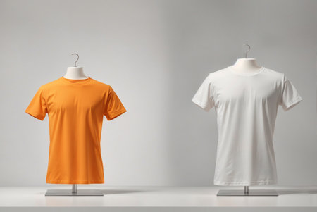 Orange t-shirt on a mannequin. 3d renderingの素材