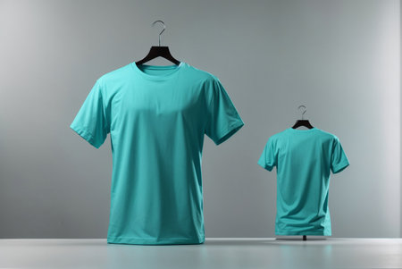T-shirt on a hanger on a gray background. 3d renderingの素材