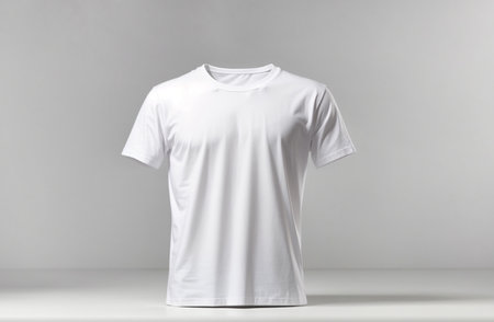 Blank white t-shirt mockup, front view. 3d renderingの素材