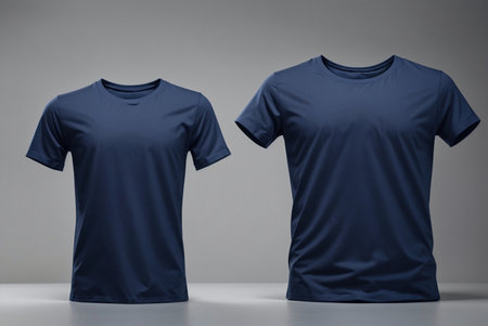 Blue t-shirt mockup, front and back view. 3d renderingの素材