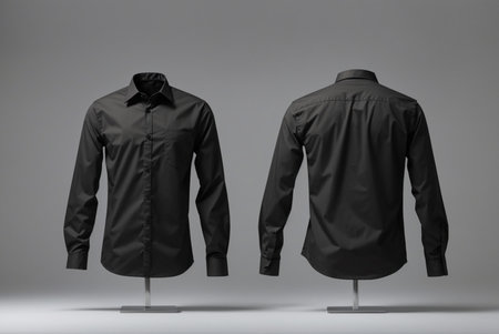 Black shirt on a mannequin on a gray background. 3d renderingの素材