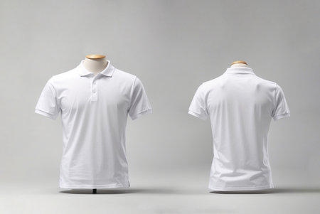 White polo t-shirt on a mannequin, front and back viewの素材