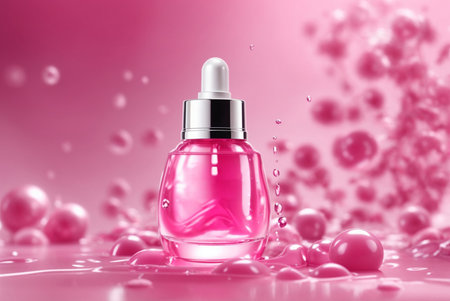 Cosmetic branding, glamour and skincare concept - Perfume bottle on pink background, 3D renderingの素材