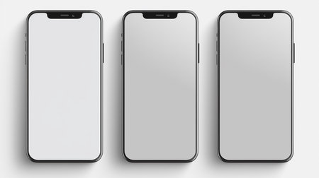 Smartphone mockup isolated on white background. 3D rendering.の素材