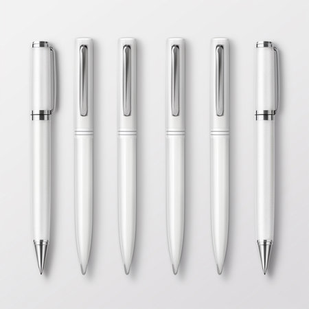 Realistic ballpoint pens isolated on white background. Vector illustration.の素材