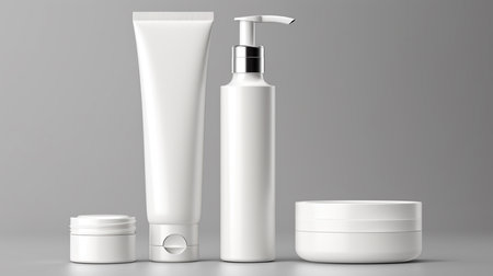Cosmetic bottle mockup on a gray background. 3d renderingの素材