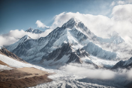 Mountains in Himalayas, Annapurna Conservation Area, Nepalの素材