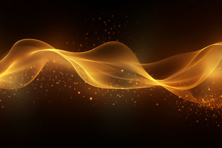 Abstract golden wave on black background. Vector illustration for your design.の素材