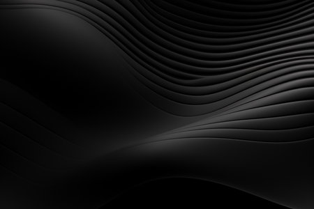 Black abstract background with wavy lines. 3d rendering, 3d illustration.の素材
