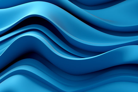 Blue abstract wavy background. 3d rendering, 3d illustration.の素材