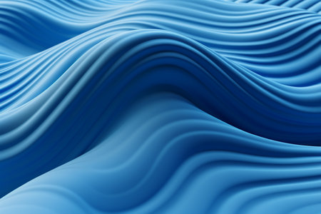 abstract blue background with smooth lines and waves, 3d renderの素材