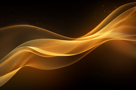 Abstract gold wave on dark background. Vector illustration for your design.の素材