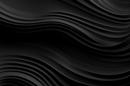 Abstract black background with wavy lines. 3d rendering, 3d illustration.の素材