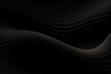 Black abstract background with smooth wavy lines. Vector illustration for your designの素材