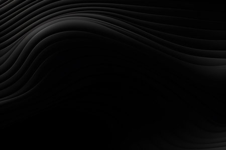 Black abstract background with wavy lines. Vector illustration for your design.の素材