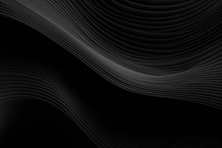 Abstract black background with wavy lines. 3d rendering, 3d illustration.の素材