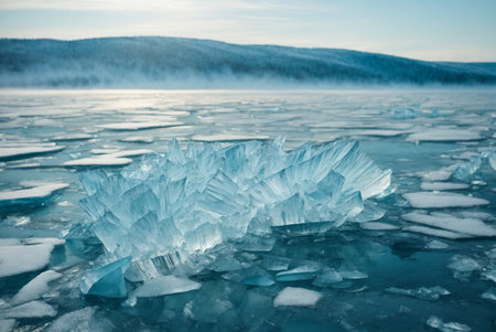 Ice hummocks of Lake Baikal, Siberia, Russiaの素材