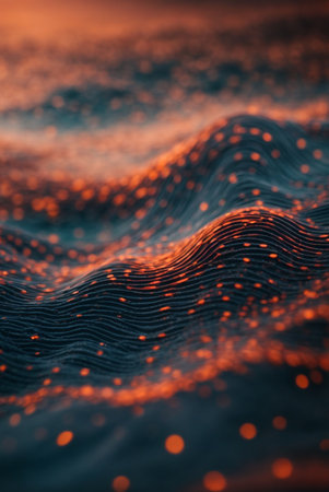 3d rendering of abstract wave with depth of field and bokeh effectの素材