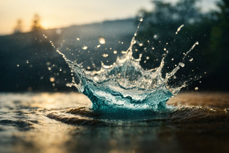 Splashes of water on the surface of the water. Splash effect.の素材