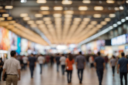 Blurred background of people walking in the shopping mall, abstract backgroundの素材