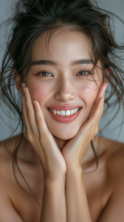 Portrait of beautiful young asian woman with clean fresh skin.の素材