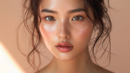 Portrait of beautiful young asian woman with clean fresh skin.の素材